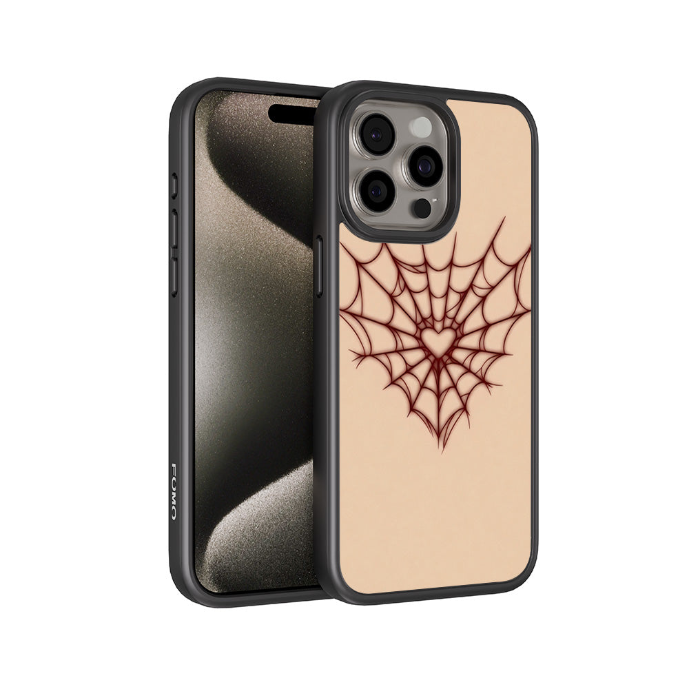 Spider Web Heart 3D Skin with Shockguard Armour Magsafe Case for Apple iPhone 15 Pro