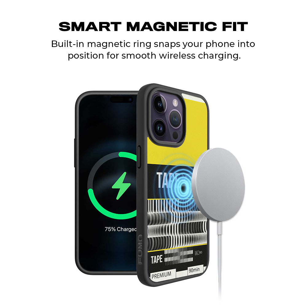Vintage Tape Ultra 3D Skin with Shockguard Armour Magsafe Case for Apple iPhone 15 Pro