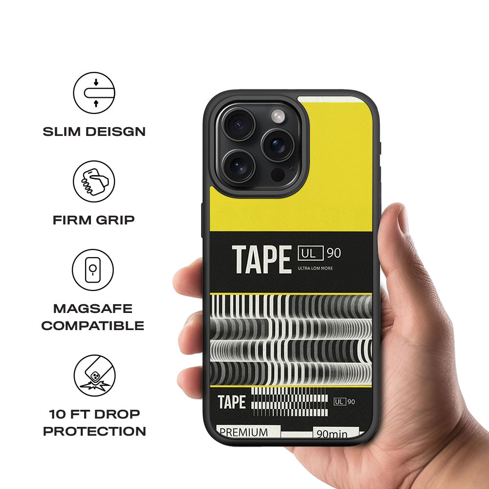 Vintage Tape Ultra 3D Skin with Shockguard Armour Magsafe Case for Apple iPhone 15 Pro