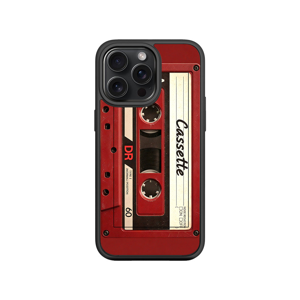 The Retro Cassette 3D Skin with Shockguard Armour Magsafe Case for Apple iPhone 15 Pro