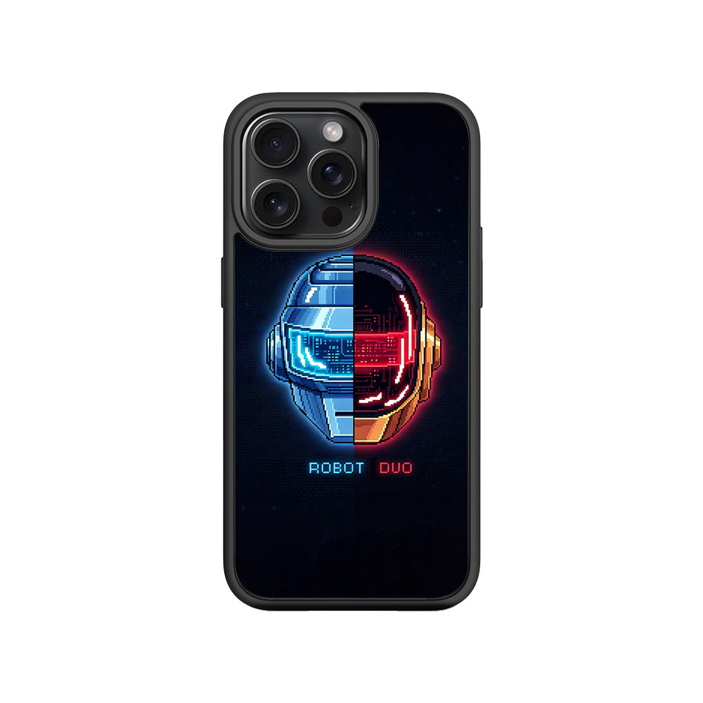Robot Duo 3D Skin with Shockguard Armour Magsafe Case for Apple iPhone 15 Pro