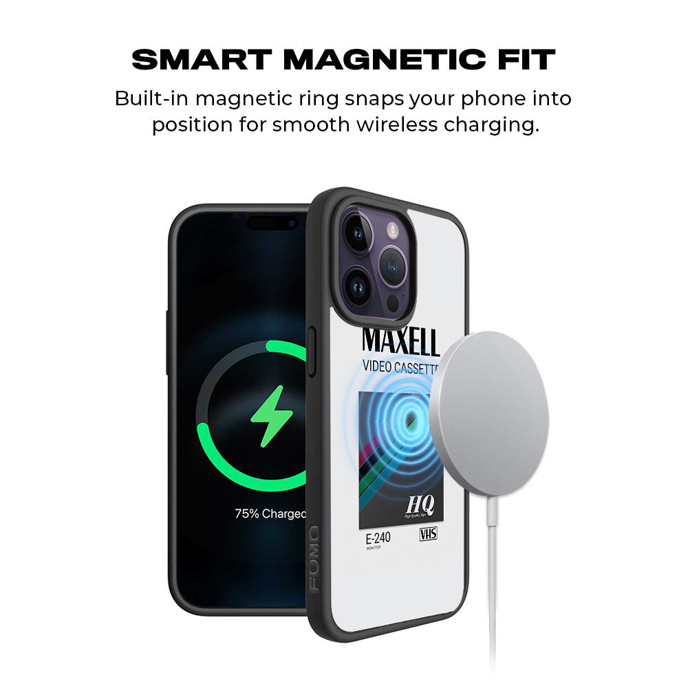 Maxell Video Cassette 3D Skin with Shockguard Armour Magsafe Case for Apple iPhone 15 Pro