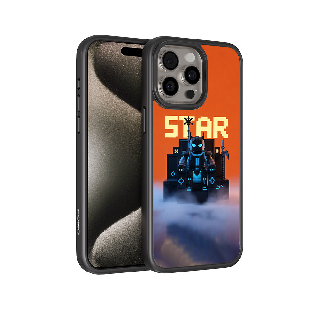 Pixelated Star 3D Skin with Shockguard Armour Magsafe Case for Apple iPhone 15 Pro