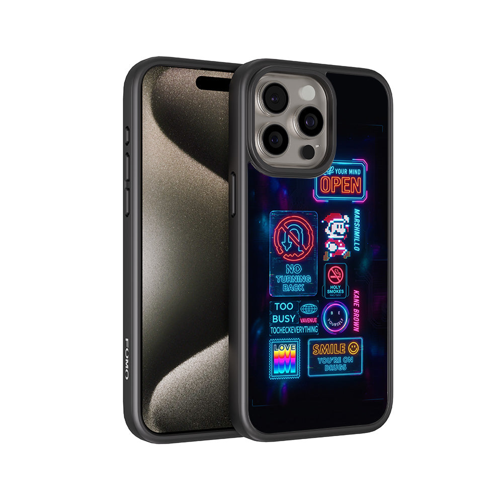 Neon Street Art 3D Skin with Shockguard Armour Magsafe Case for Apple iPhone 15 Pro