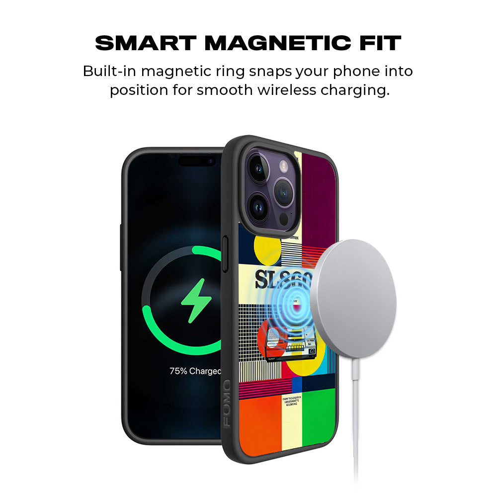 Betamax Vintage Vibes 3D Skin with Shockguard Armour Magsafe Case for Apple iPhone 15 Pro