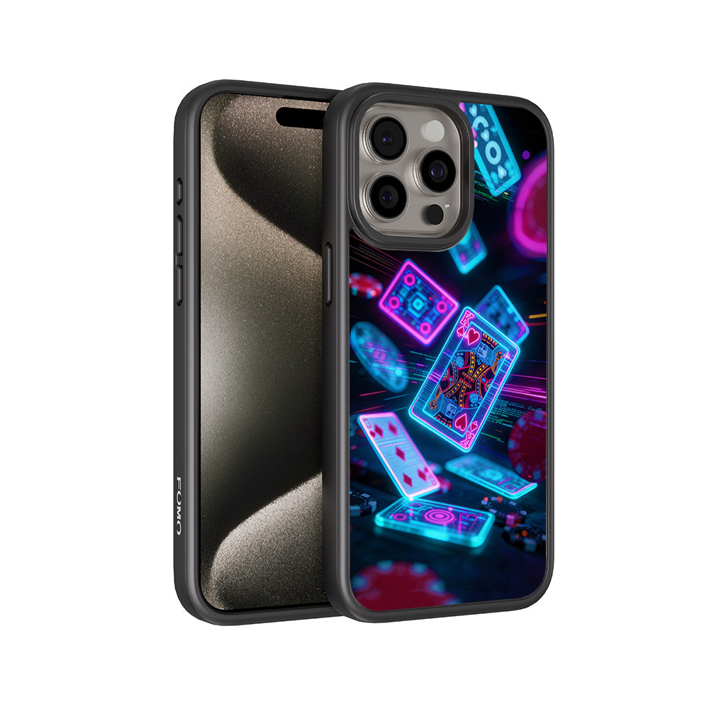Futuristic Playing Cards 3D Skin with Shockguard Armour Magsafe Case for Apple iPhone 15 Pro