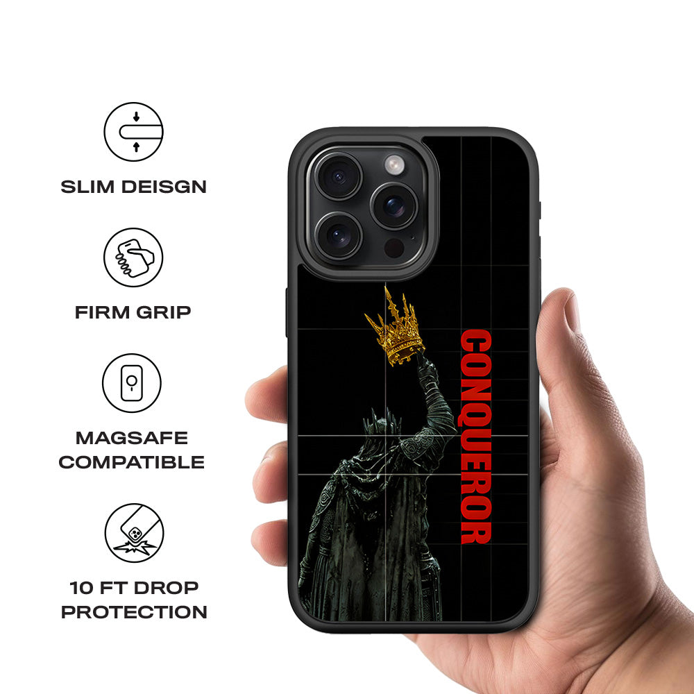 Crowned Conqueror 3D Skin with Shockguard Armour Magsafe Case for Apple iPhone 15 Pro Max