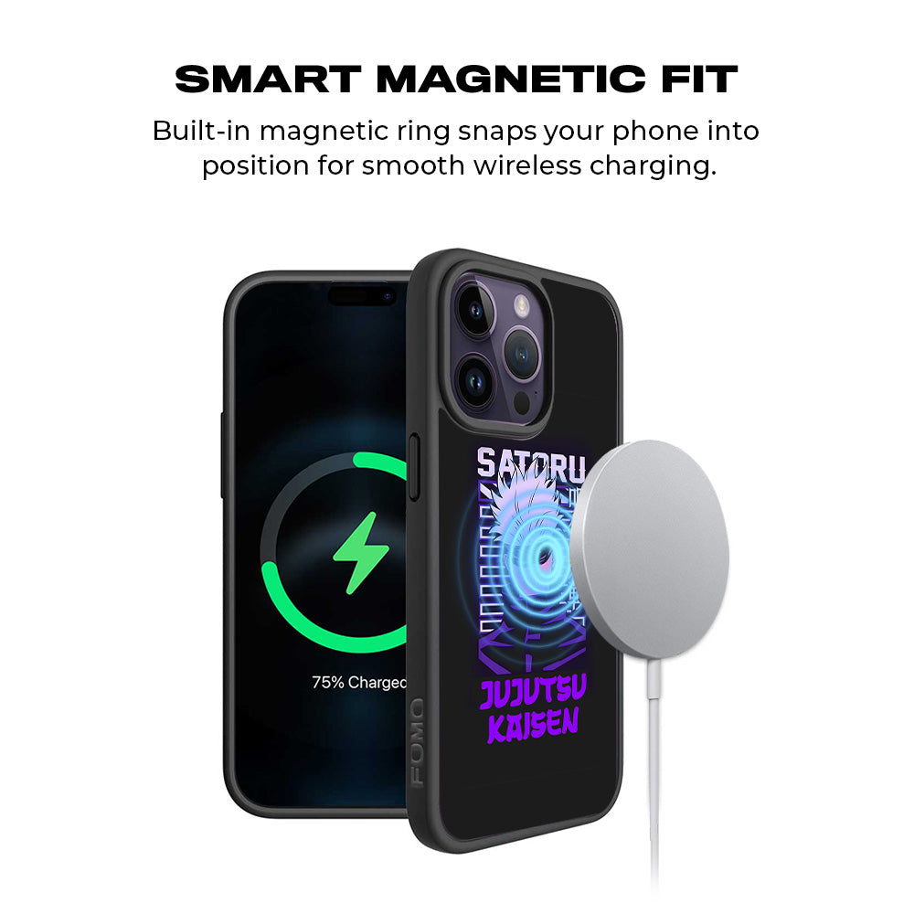 Satoru From Jujutsu Kaisen Anime 3D Skin with Shockguard Armour Magsafe Case for Apple iPhone 15 Pro Max