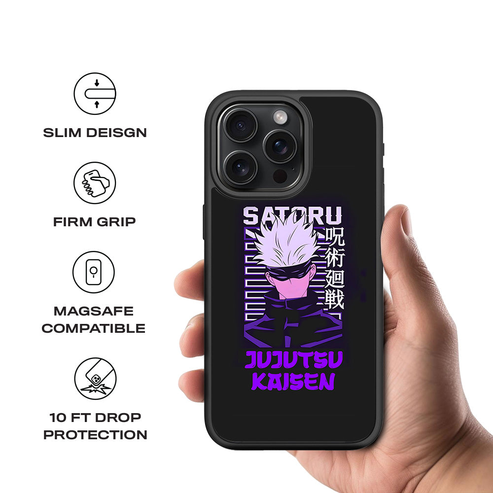 Satoru From Jujutsu Kaisen Anime 3D Skin with Shockguard Armour Magsafe Case for Apple iPhone 15 Pro Max