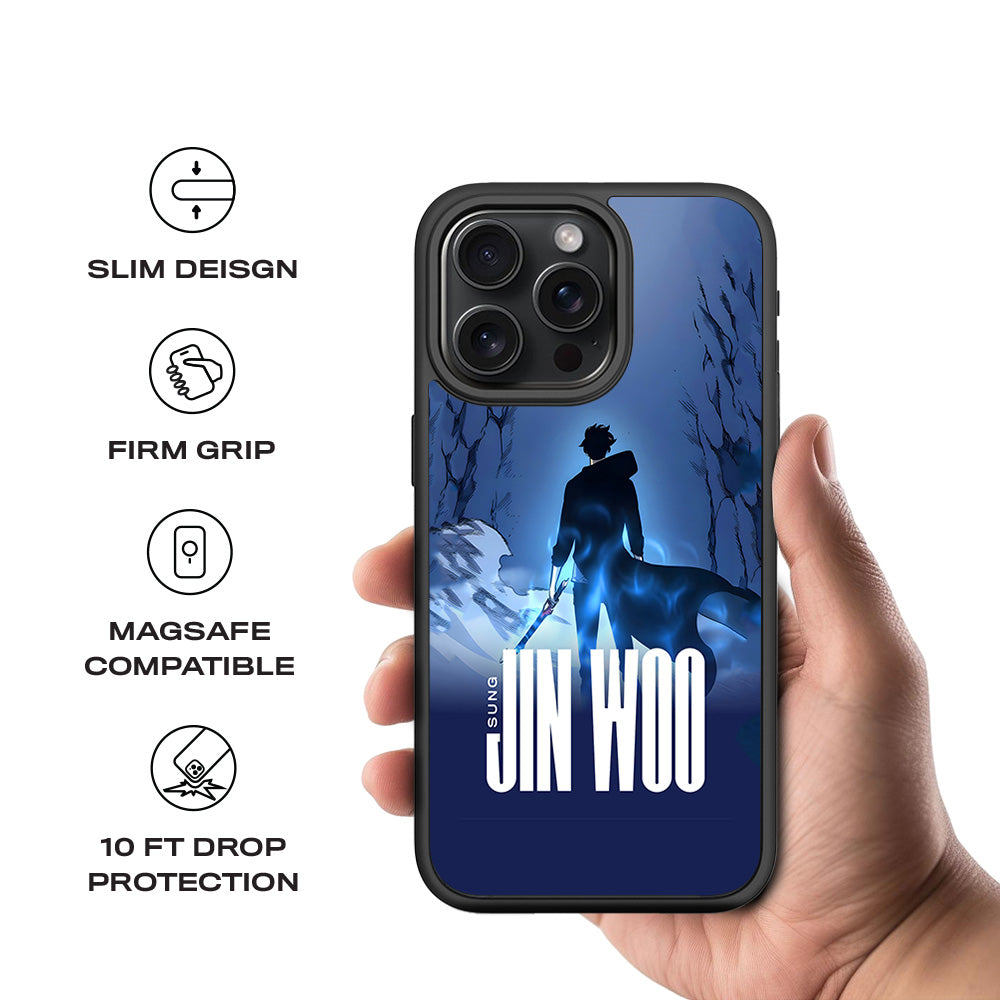 Jin Woo S-Rank Hunter Anime 3D Skin with Shockguard Armour Magsafe Case for Apple iPhone 15 Pro Max