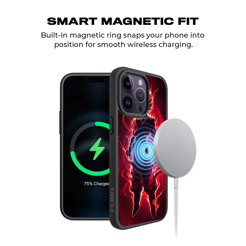 Goku in Fiery Red 3D Skin with Shockguard Armour Magsafe Case for Apple iPhone 15 Pro