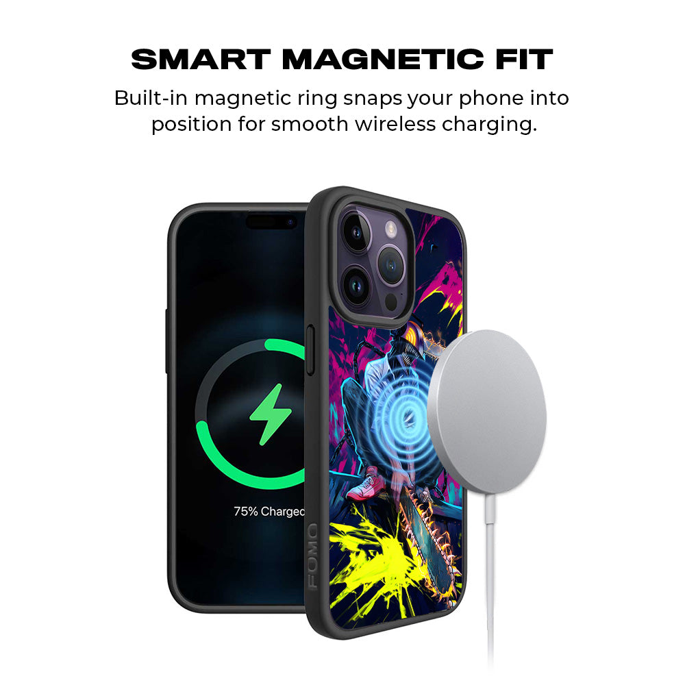 Chainsaw Man Denji 3D Skin with Shockguard Armour Magsafe Case for Apple iPhone 15 Pro