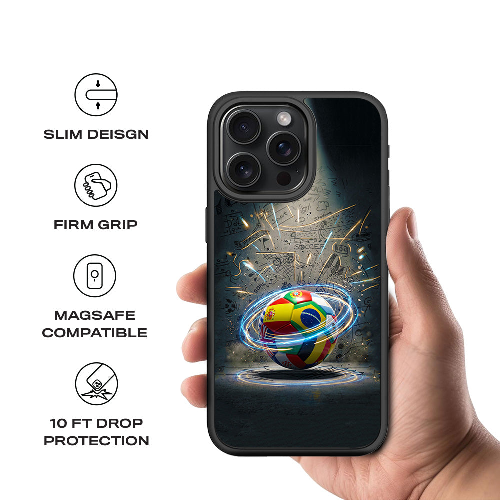 World Football Nations Sports 3D Skin with Shockguard Armour Magsafe Case for Apple iPhone 15 Pro