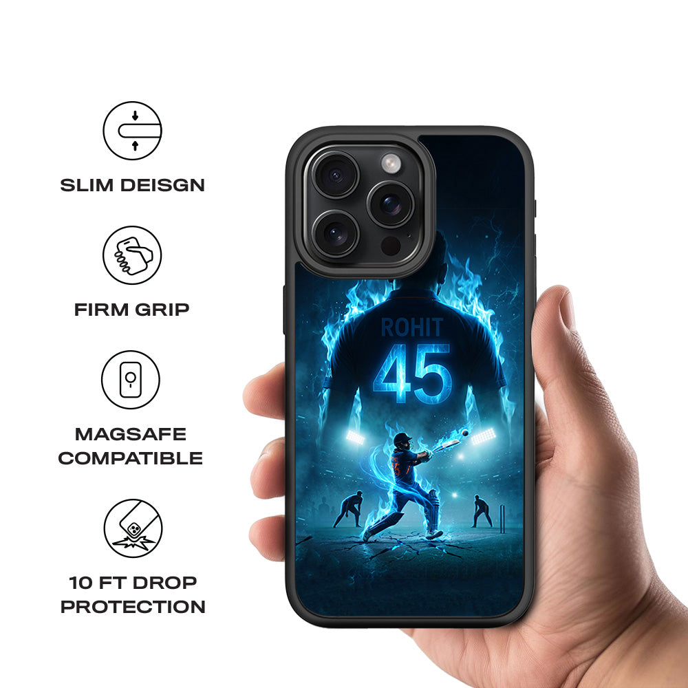 Rohit Sharma Hitman 45 Sports 3D Skin with Shockguard Armour Magsafe Case for Apple iPhone 15 Pro