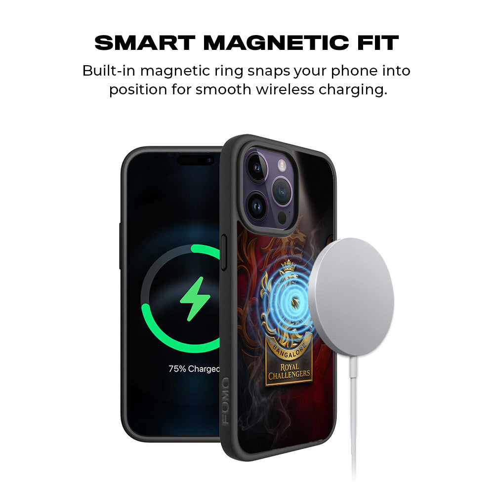 Royal Challengers Bangalore Golden Lion IPL Sports 3D Skin with Shockguard Armour Magsafe Case for Apple iPhone 15 Pro