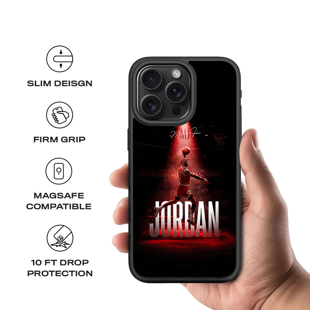 Jordan 23 Spotlight Basketball Sports 3D Skin with Shockguard Armour Magsafe Case for Apple iPhone 15 Pro Max
