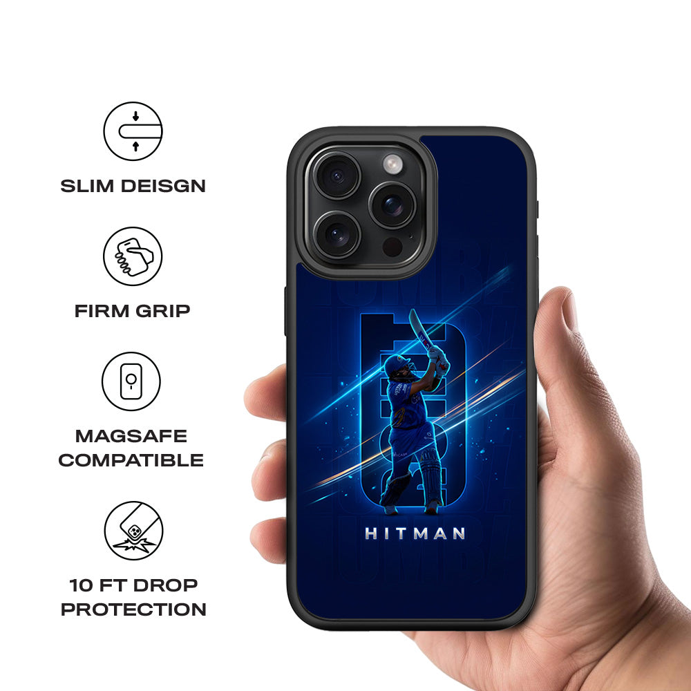 Rohit Sharma Hitman Cricket Sports 3D Skin with Shockguard Armour Magsafe Case for Apple iPhone 15 Pro