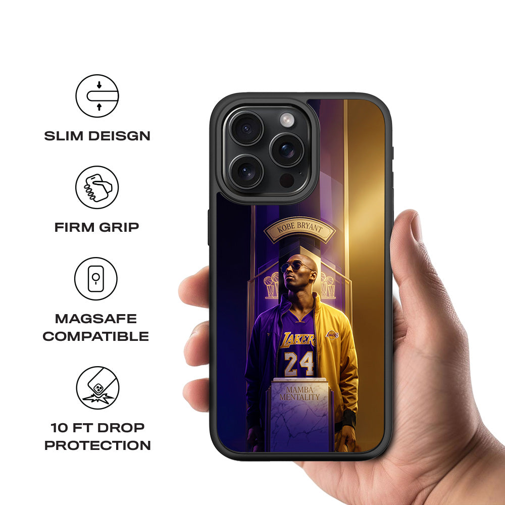 Kobe Bryant Mamba Mentality Sports 3D Skin with Shockguard Armour Magsafe Case for Apple iPhone 15 Pro Max
