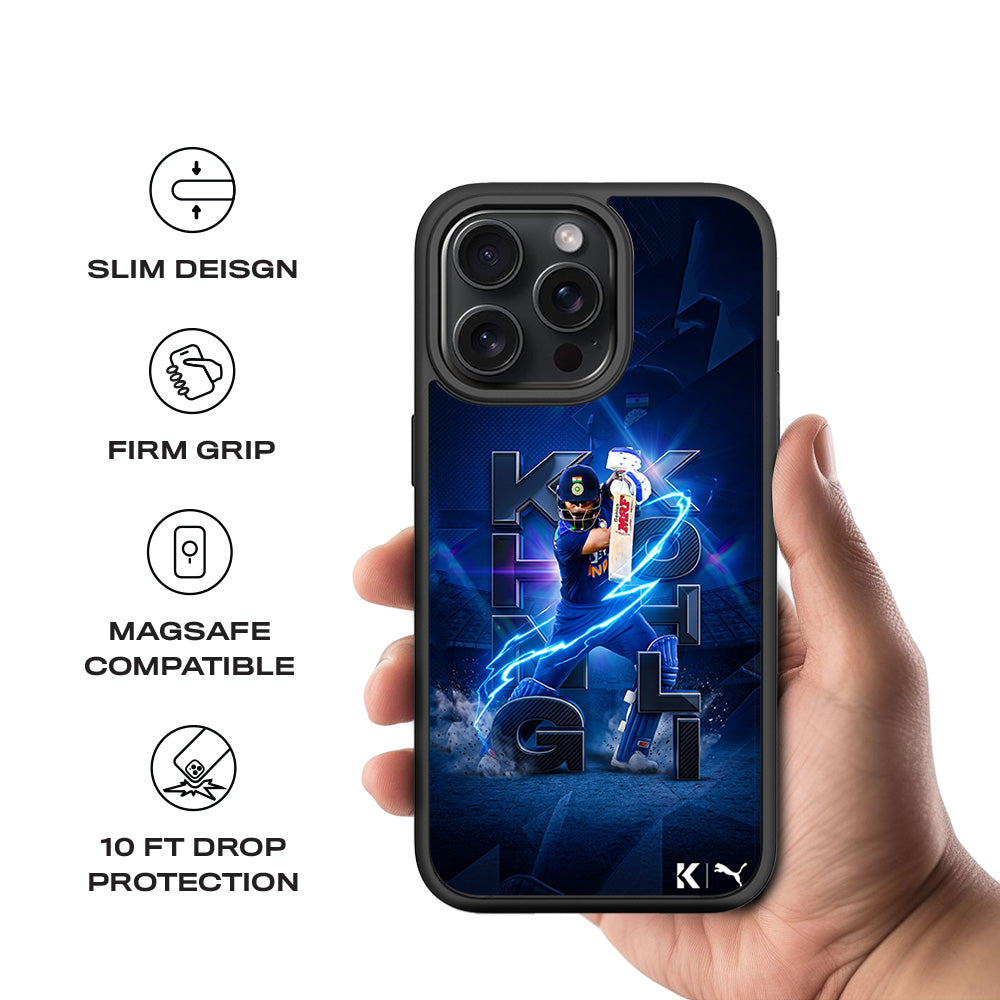 Virat Kohli King Kohli Cricket Sports 3D Skin with Shockguard Armour Magsafe Case for Apple iPhone 15 Pro