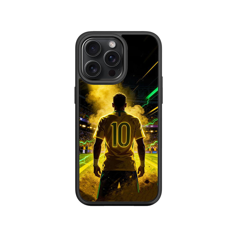Brazil Number 10 Football Sports 3D Skin with Shockguard Armour Magsafe Case for Apple iPhone 15 Pro Max
