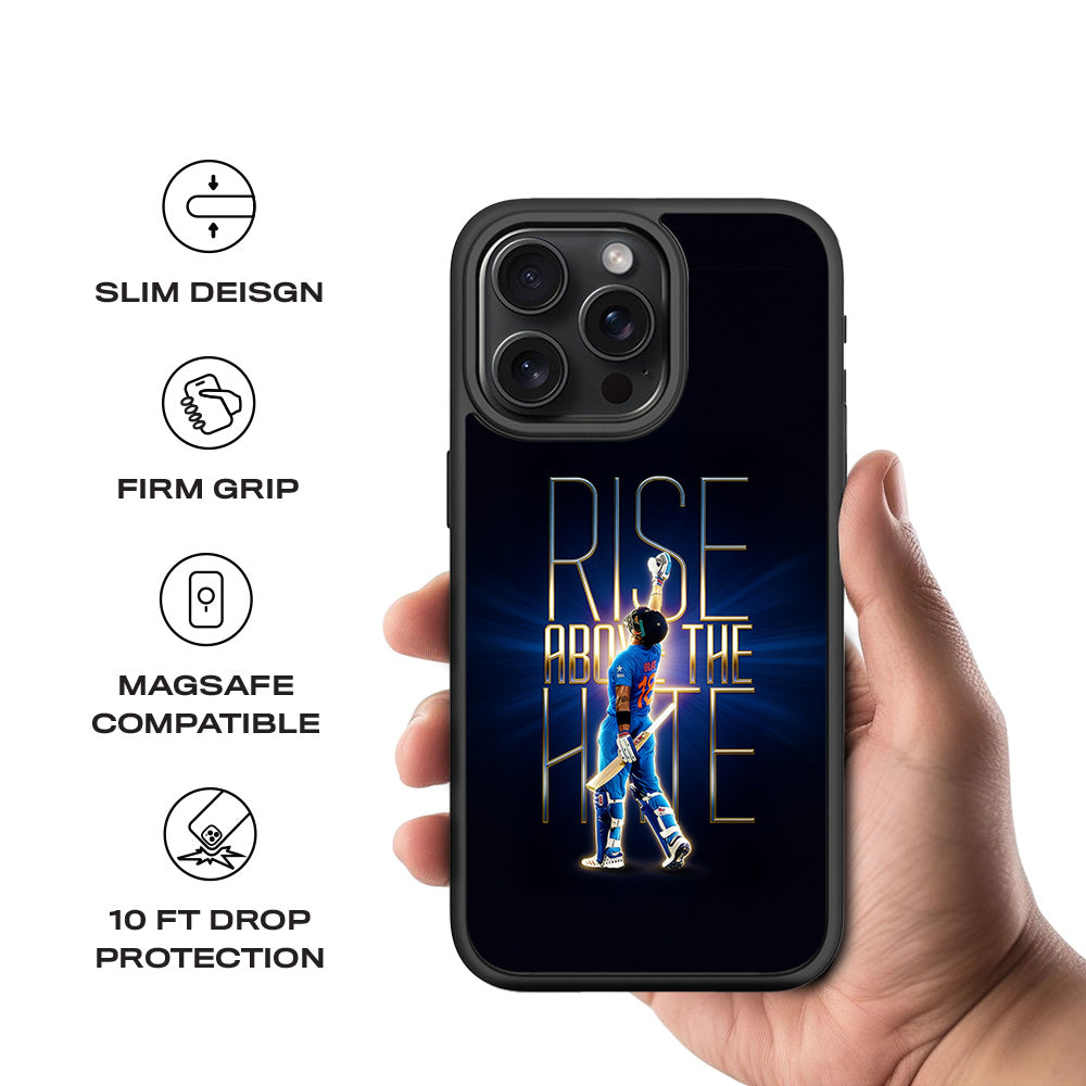 Rise Above The Hate Cricket Sports 3D Skin with Shockguard Armour Magsafe Case for Apple iPhone 15 Pro Max