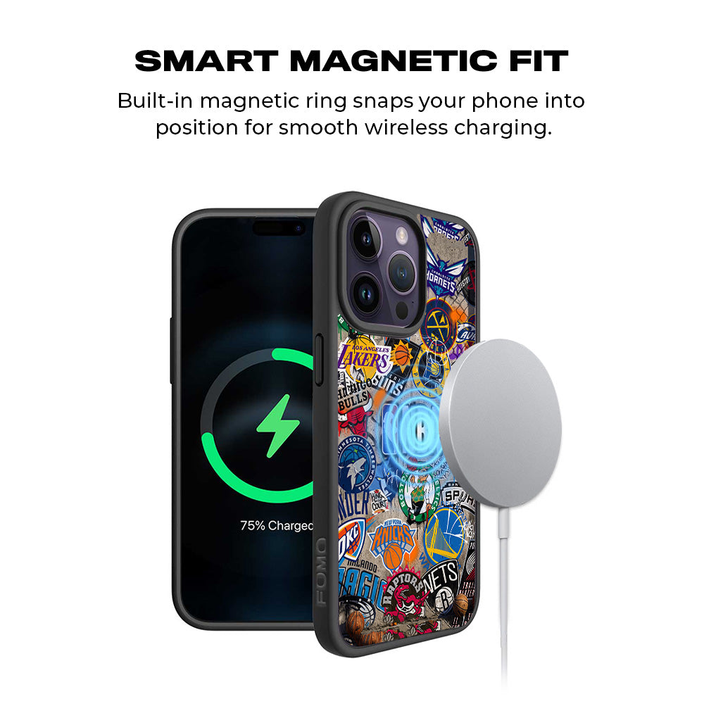NBA Sticker Style Sports 3D Skin with Shockguard Armour Magsafe Case for Apple iPhone 15 Pro Max