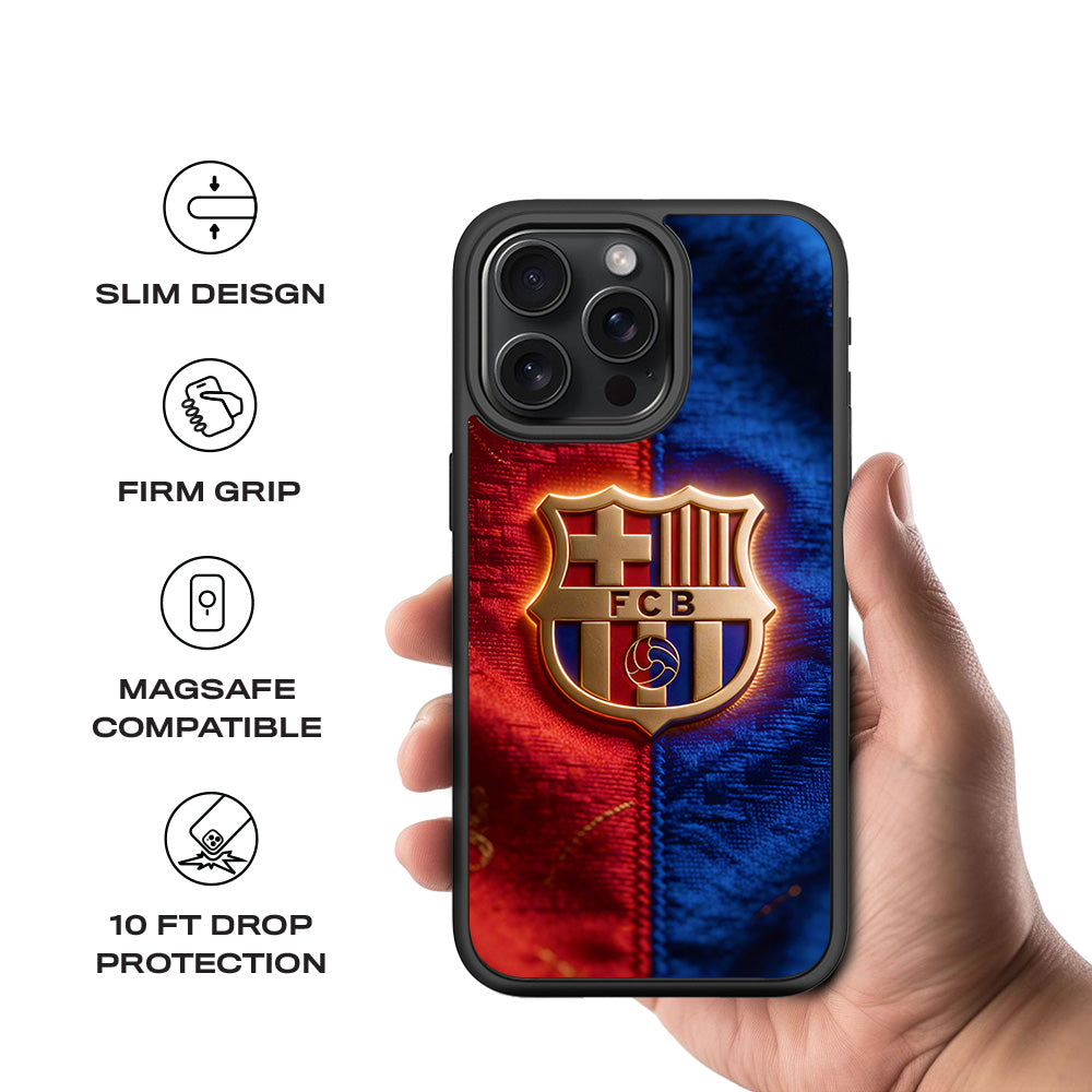 FC Barcelona Sports 3D Skin with Shockguard Armour Magsafe Case for Apple iPhone 15 Pro Max