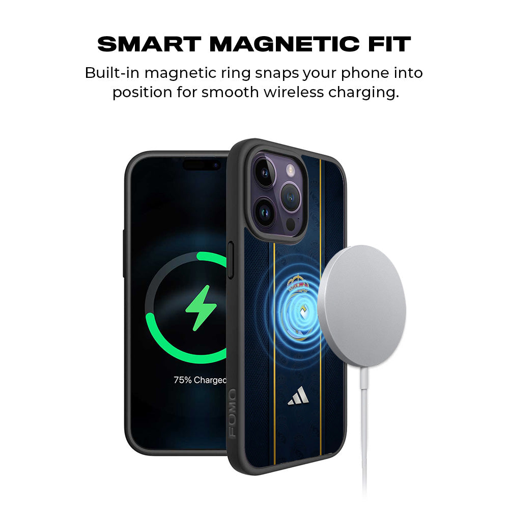 Real Madrid Sports 3D Skin with Shockguard Armour Magsafe Case for Apple iPhone 15 Pro Max