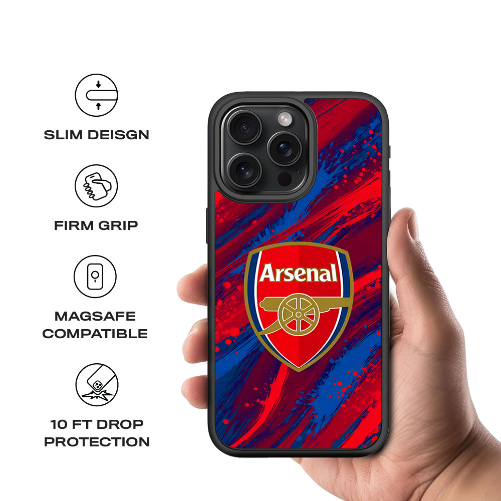 Arsenal Modern Crest Sports 3D Skin with Shockguard Armour Magsafe Case for Apple iPhone 15 Pro