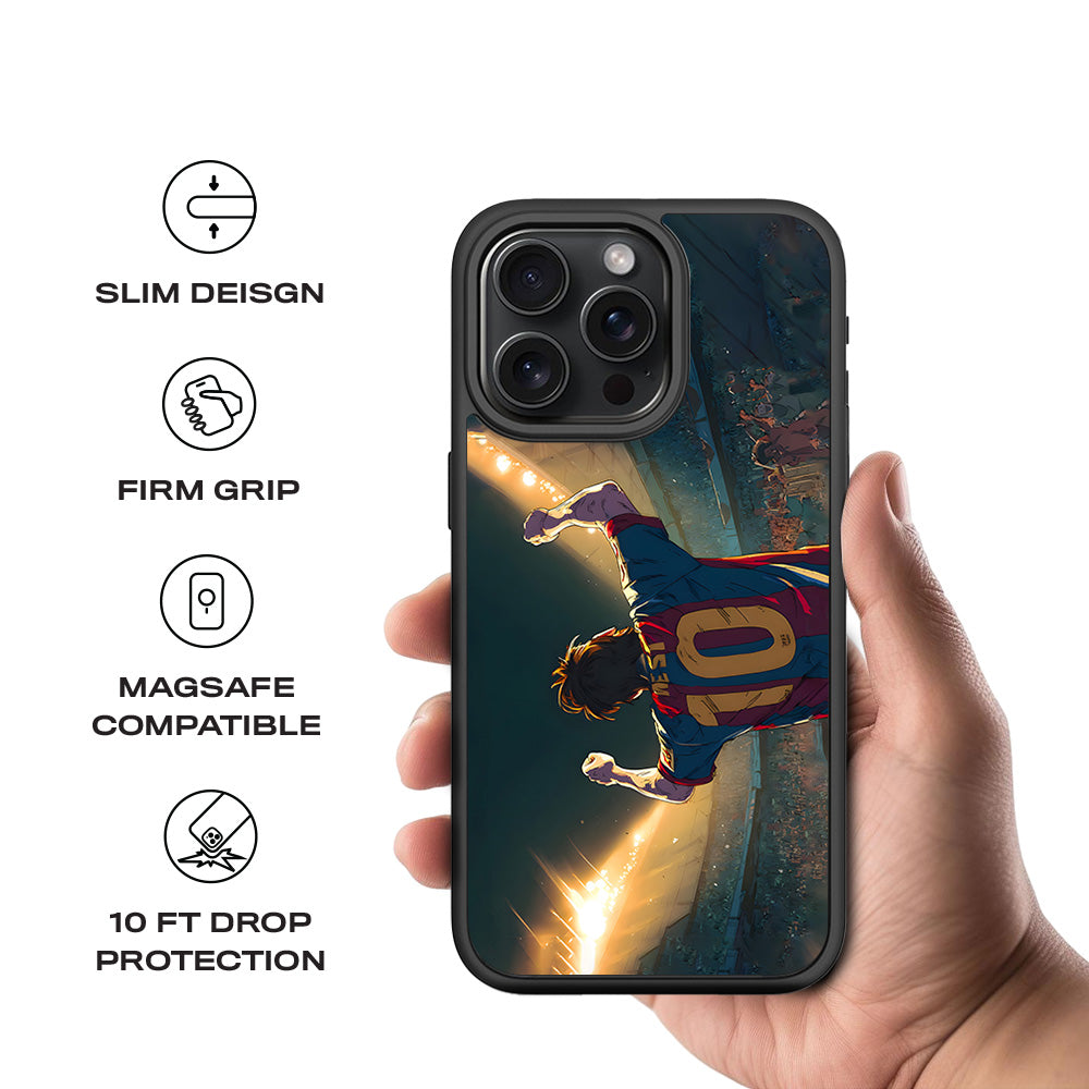 Rising Champion Messi 3D Skin with Shockguard Armour Magsafe Case for Apple iPhone 15 Pro