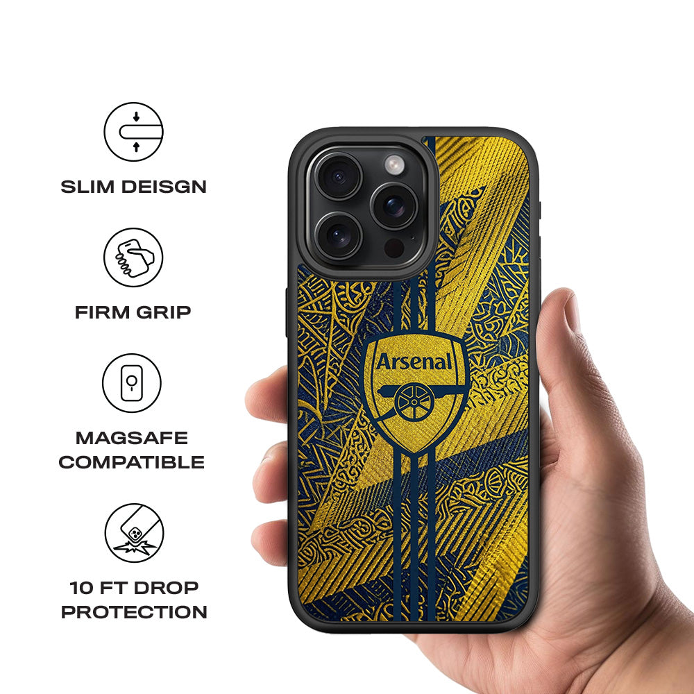 Arsenal Alternate Kit Sports 3D Skin with Shockguard Armour Magsafe Case for Apple iPhone 15 Pro