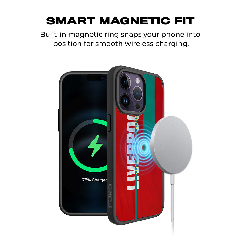 Liverpool You Will Never Walk Alone Sports 3D Skin with Shockguard Armour Magsafe Case for Apple iPhone 15 Pro