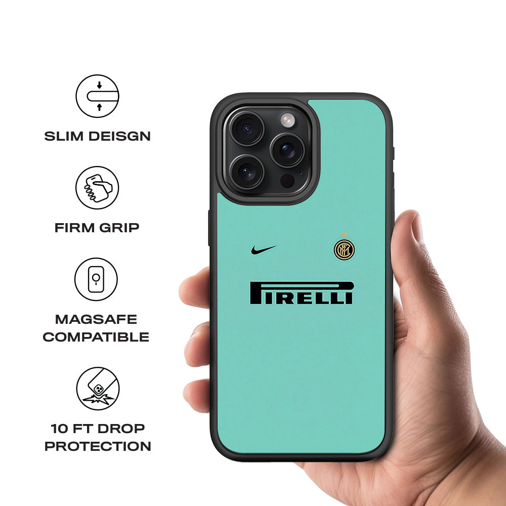Pirelli Green 3D Skin with Shockguard Armour Magsafe Case for Apple iPhone 15 Pro