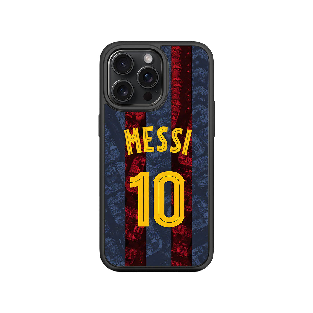 Messi Barcelona Jersey 3D Skin with Shockguard Armour Magsafe Case for Apple iPhone 15 Pro Max
