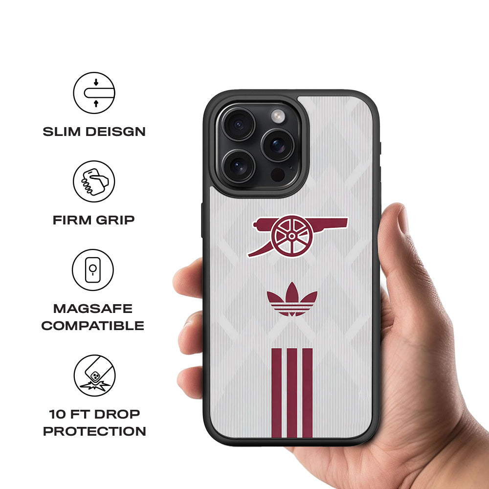 Arsenal x Adidas 3D Skin with Shockguard Armour Magsafe Case for Apple iPhone 15 Pro