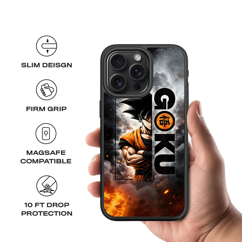 Goku Power Mode Anime 3D Skin with Shockguard Armour Magsafe Case for Apple iPhone 15 Pro Max