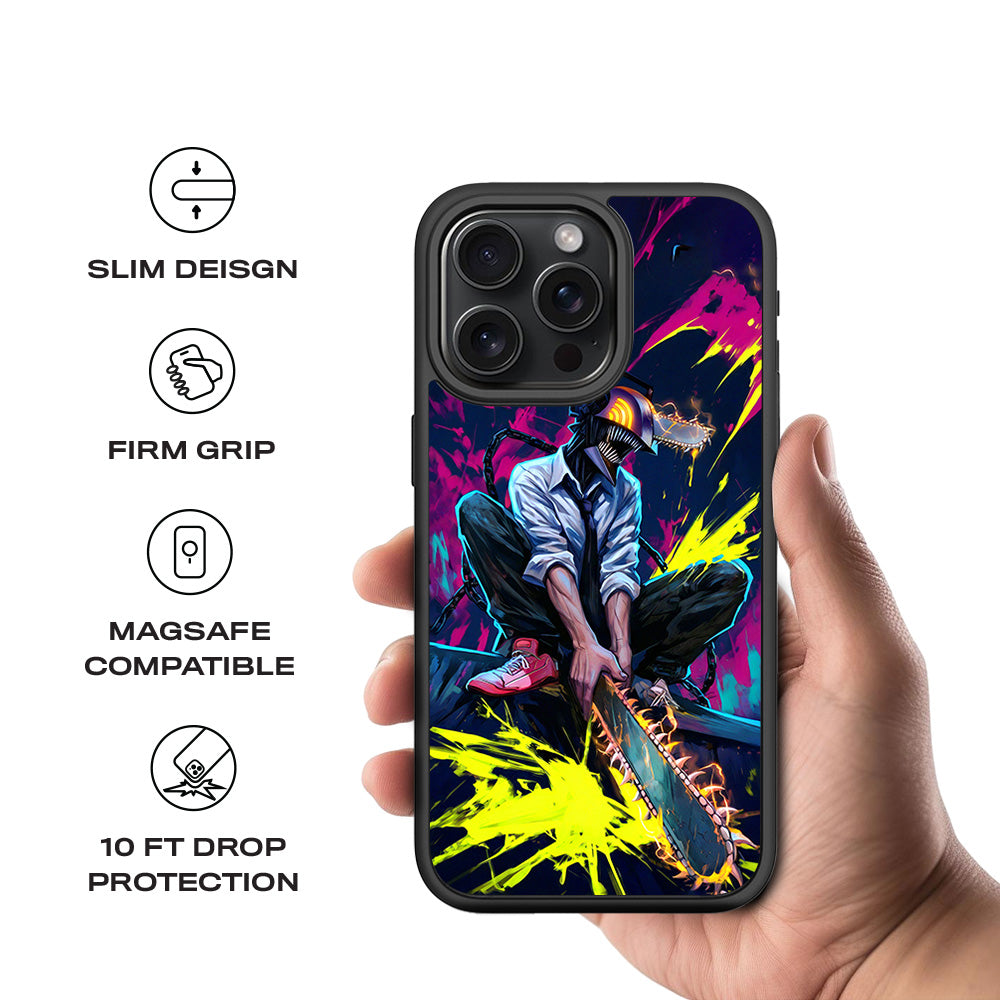 Chainsaw Man Denji 3D Skin with Shockguard Armour Magsafe Case for Apple iPhone 15 Pro Max