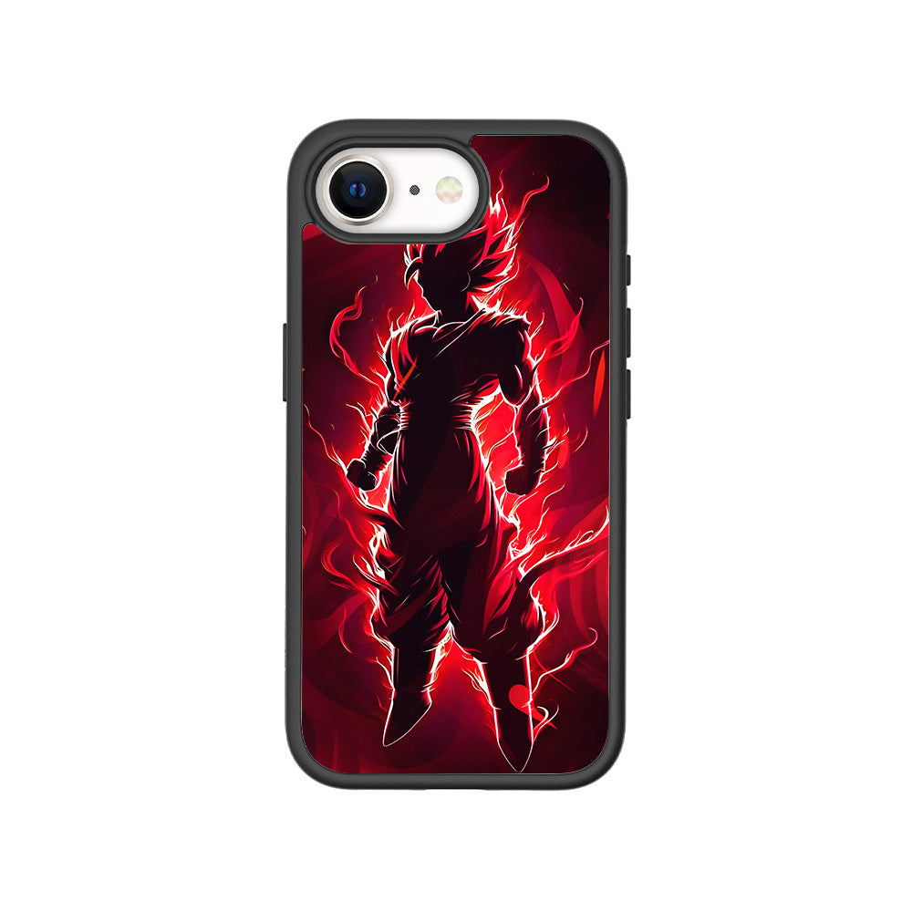 Goku in Fiery Red 3D Skin with Shockguard Armour Magsafe Case for Apple iPhone 16E