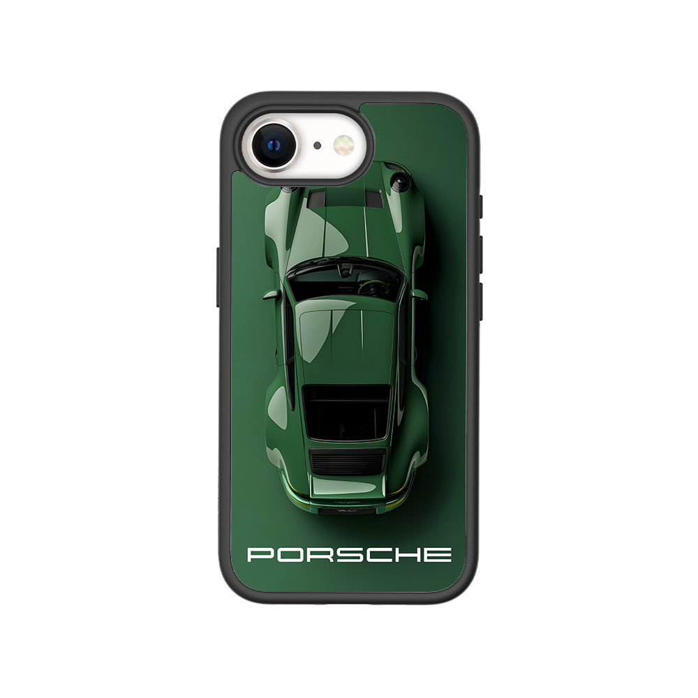 Dark Green Porsche 3D Skin with Shockguard Armour Magsafe Case for Apple iPhone 16E