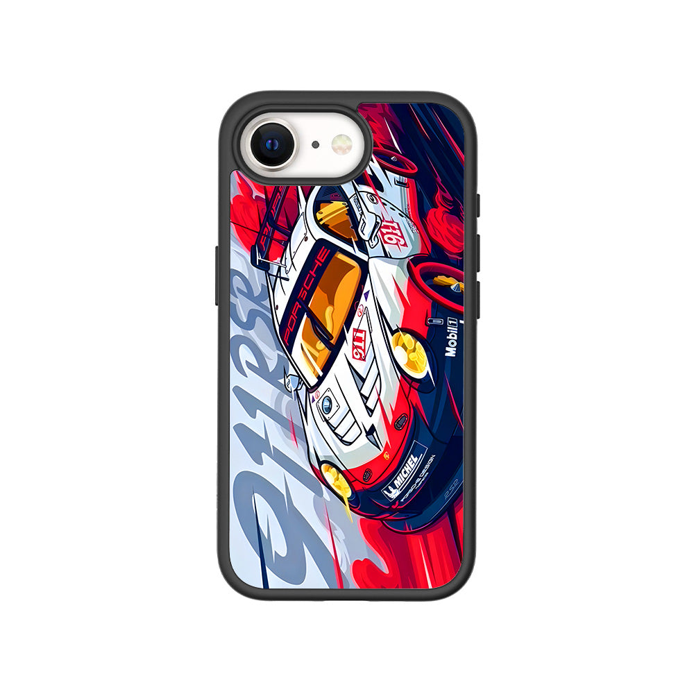 Porsche 911 RSR 3D Skin with Shockguard Armour Magsafe Case for Apple iPhone 16E