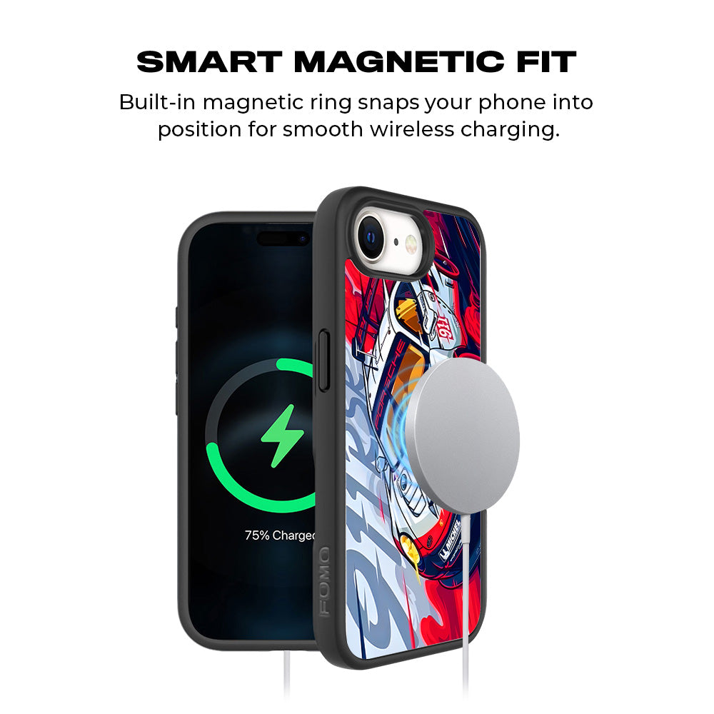 Porsche 911 RSR 3D Skin with Shockguard Armour Magsafe Case for Apple iPhone 16E