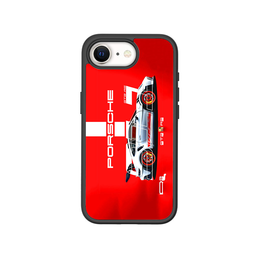 Porsche GT3 Silver Blaze 3D Skin with Shockguard Armour Magsafe Case for Apple iPhone 16E