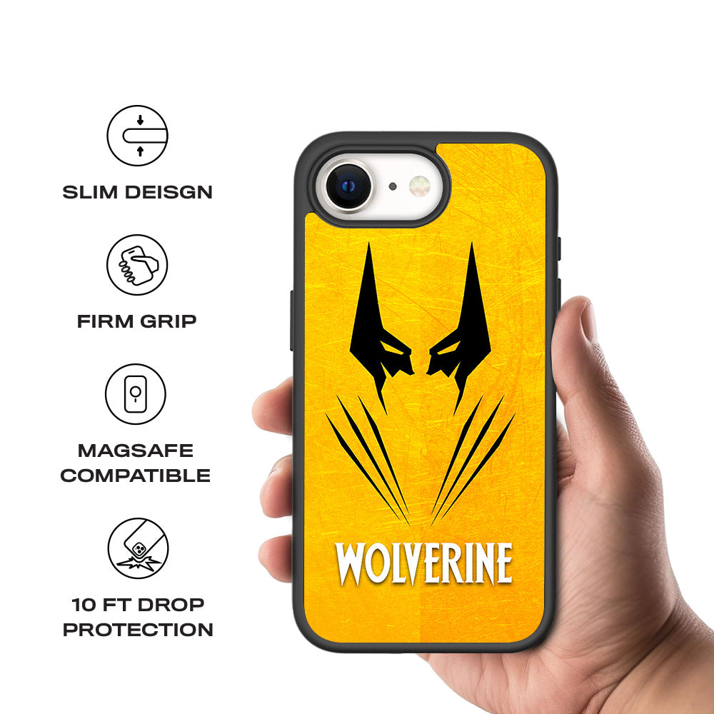 Wolverine with Yellow Background 3D Skin with Shockguard Armour Magsafe Case for Apple iPhone 16E