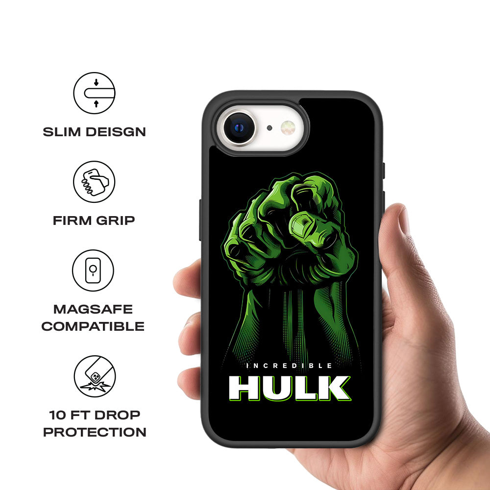 Incredible Hulk Fist Comic 3D Skin with Shockguard Armour Magsafe Case for Apple iPhone 16E