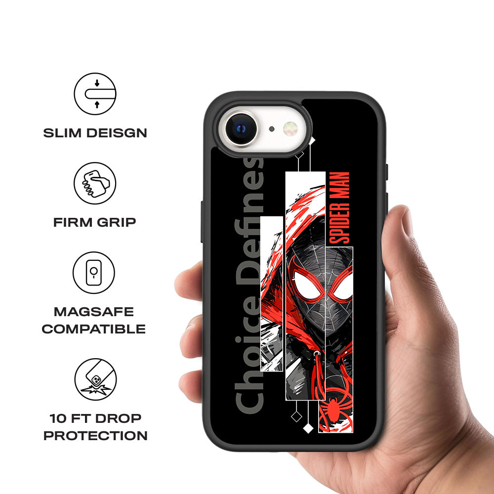 Spider-Man Choice Defines Comics 3D Skin with Shockguard Armour Magsafe Case for Apple iPhone 16E