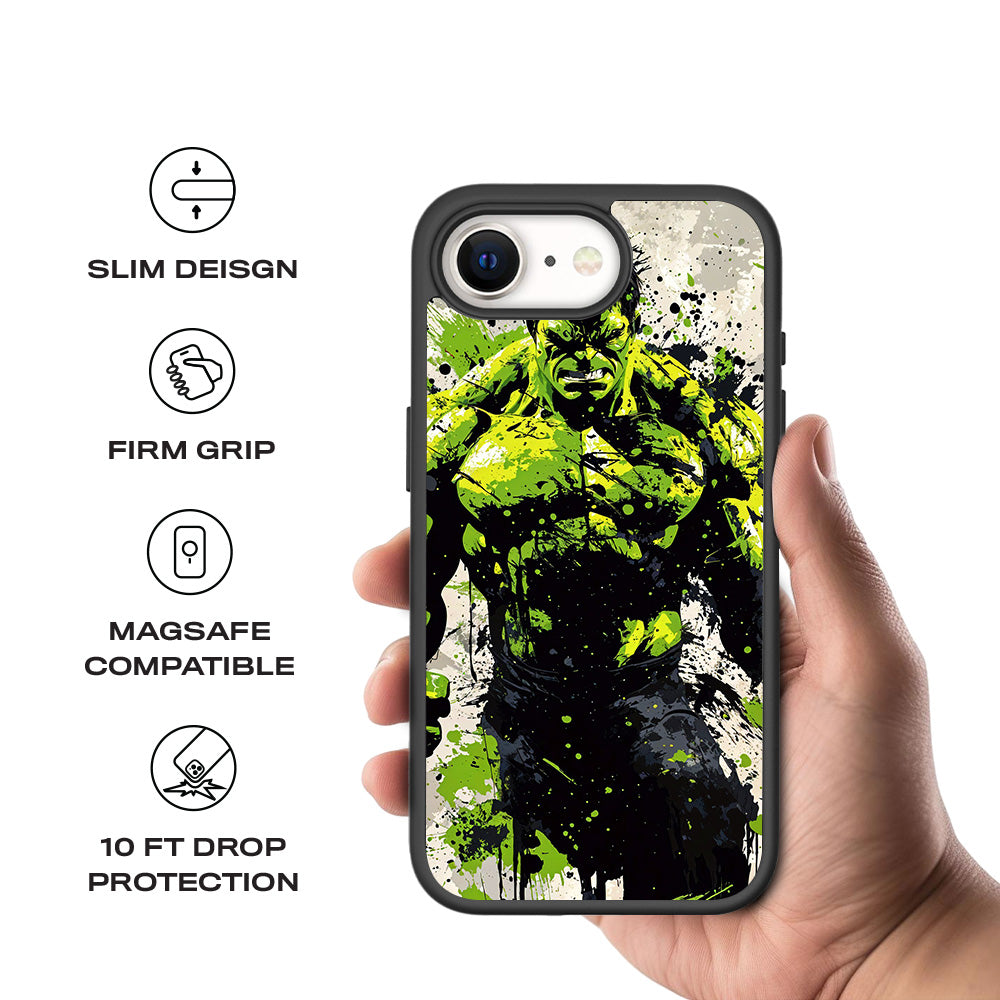 Savage Hulk Splash Comics 3D Skin with Shockguard Armour Magsafe Case for Apple iPhone 16E
