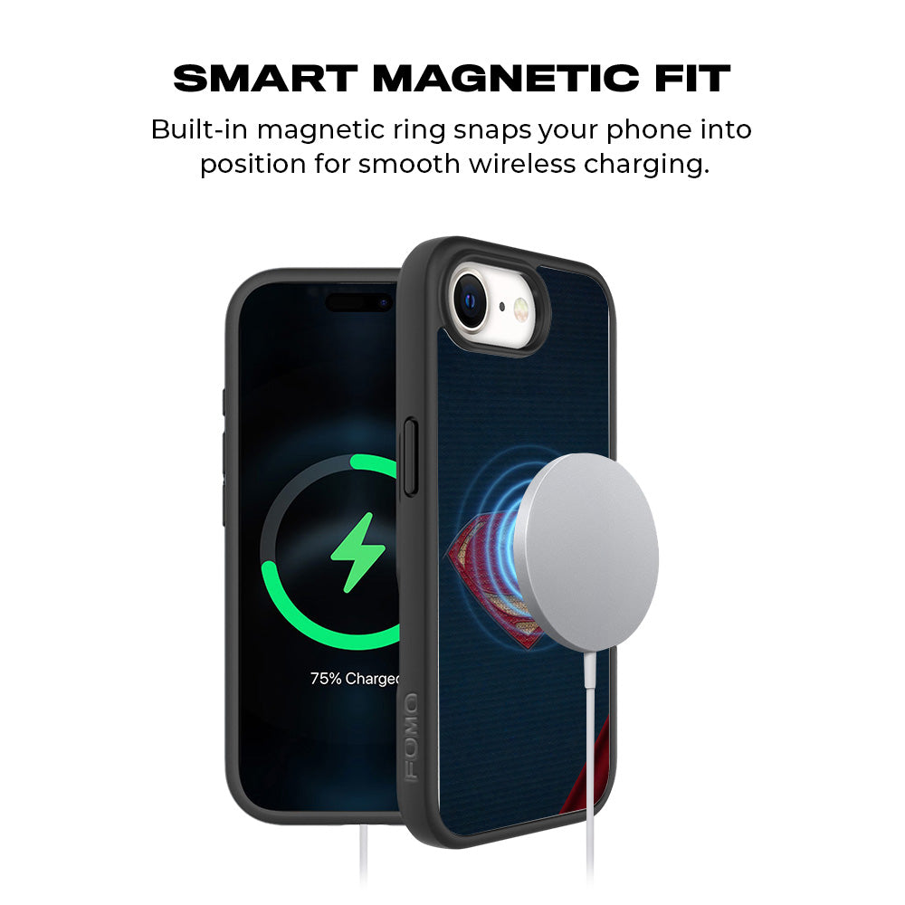 Superman Emblem 3D Skin with Shockguard Armour Magsafe Case for Apple iPhone 16E