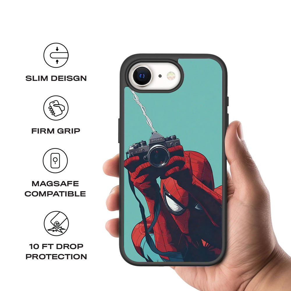 Spider-Man: Picture Perfect Shot 3D Skin with Shockguard Armour Magsafe Case for Apple iPhone 16E