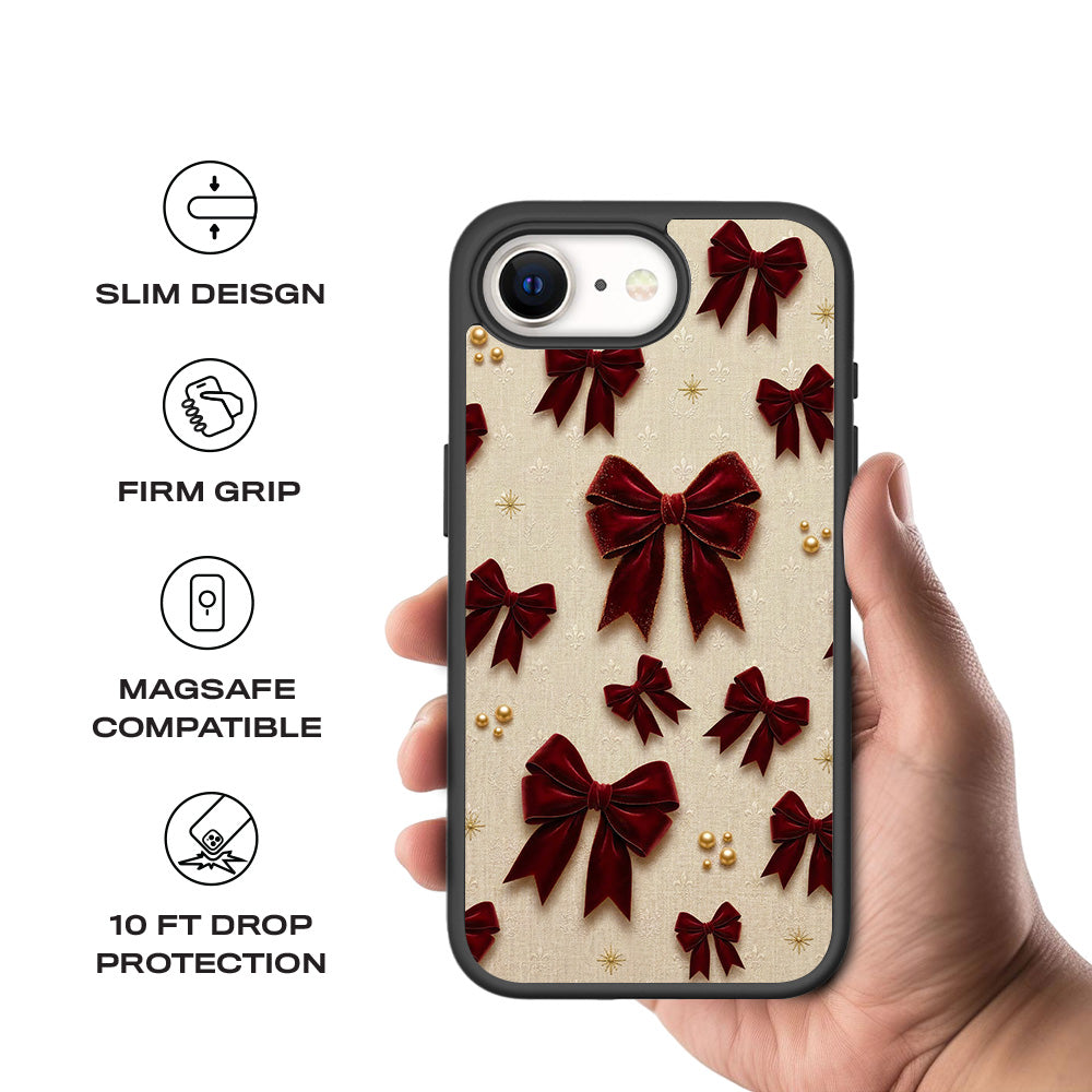 Red Bows 3D Skin with Shockguard Armour Magsafe Case for Apple iPhone 16E