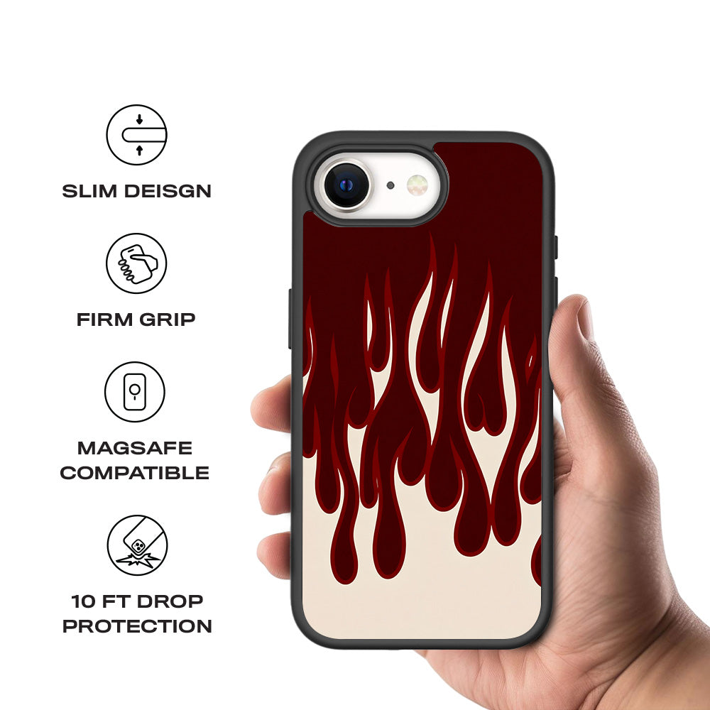 Flame Design 3D Skin with Shockguard Armour Magsafe Case for Apple iPhone 16E